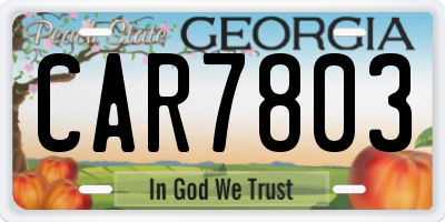 GA license plate CAR7803