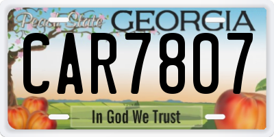 GA license plate CAR7807