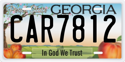 GA license plate CAR7812