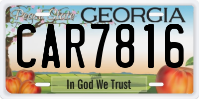 GA license plate CAR7816