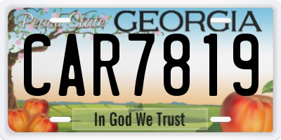 GA license plate CAR7819