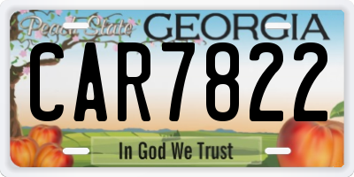 GA license plate CAR7822