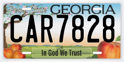 GA license plate CAR7828