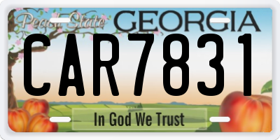 GA license plate CAR7831