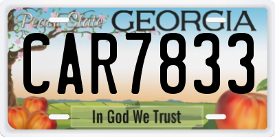 GA license plate CAR7833