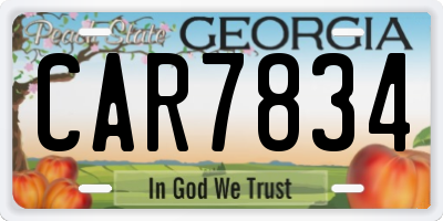 GA license plate CAR7834