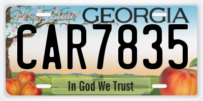 GA license plate CAR7835