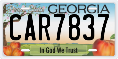 GA license plate CAR7837