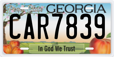 GA license plate CAR7839