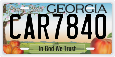 GA license plate CAR7840