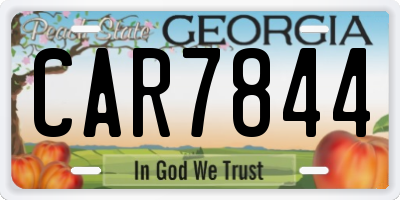 GA license plate CAR7844