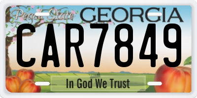 GA license plate CAR7849