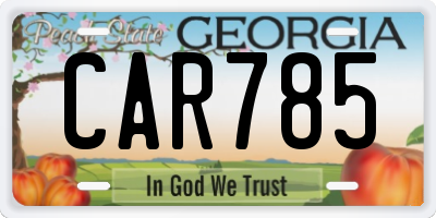 GA license plate CAR785