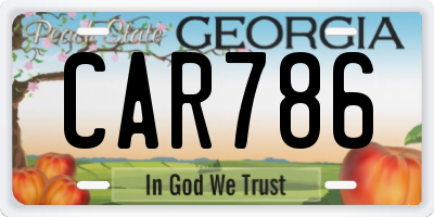 GA license plate CAR786