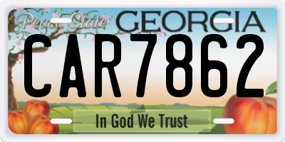 GA license plate CAR7862