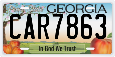 GA license plate CAR7863