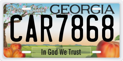 GA license plate CAR7868