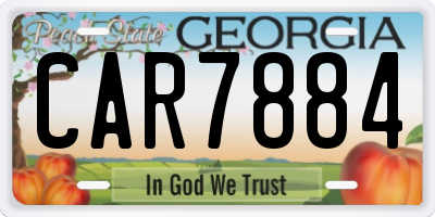 GA license plate CAR7884