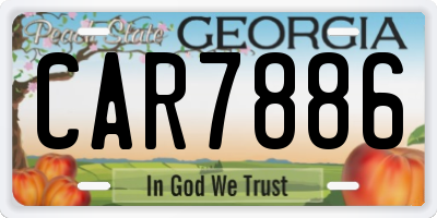 GA license plate CAR7886