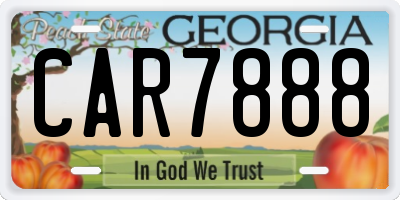 GA license plate CAR7888