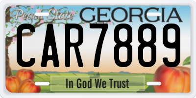 GA license plate CAR7889