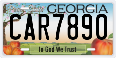 GA license plate CAR7890