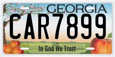 GA license plate CAR7899