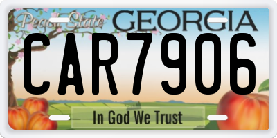 GA license plate CAR7906