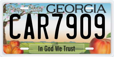 GA license plate CAR7909