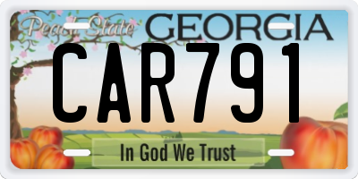 GA license plate CAR791