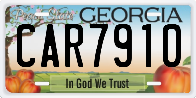 GA license plate CAR7910