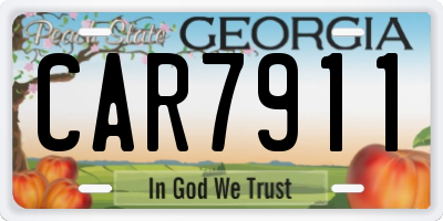 GA license plate CAR7911