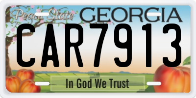 GA license plate CAR7913