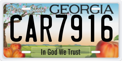 GA license plate CAR7916