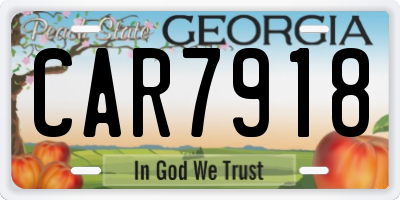 GA license plate CAR7918