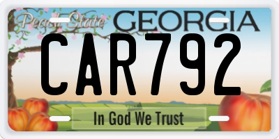 GA license plate CAR792