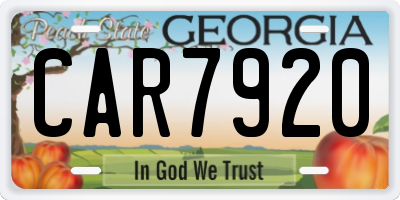 GA license plate CAR7920