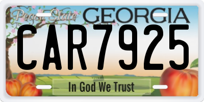 GA license plate CAR7925