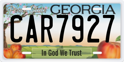 GA license plate CAR7927