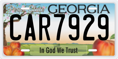 GA license plate CAR7929