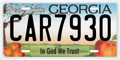 GA license plate CAR7930