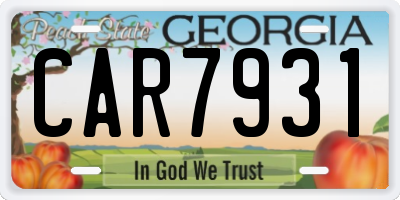 GA license plate CAR7931