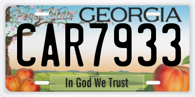 GA license plate CAR7933