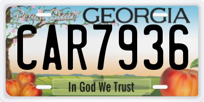 GA license plate CAR7936