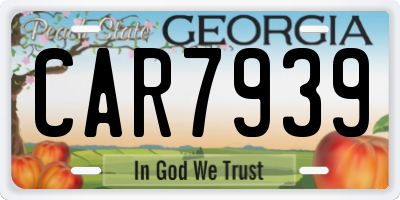 GA license plate CAR7939