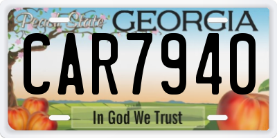 GA license plate CAR7940