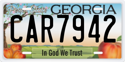 GA license plate CAR7942