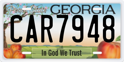 GA license plate CAR7948