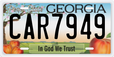 GA license plate CAR7949