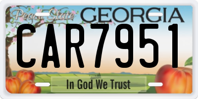 GA license plate CAR7951